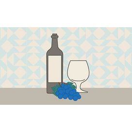 illustration of whiskey glass with bottle 