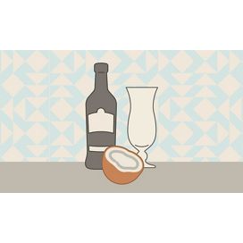 illustration of rum glass with bottle 