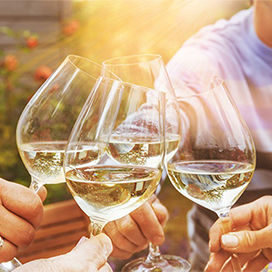 People toasting with white wines