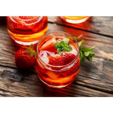 Three glasses of cocktails with strawberries 
