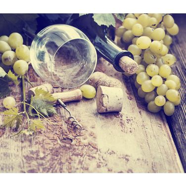 Grapes, bottle and glass of wine with grapes. 